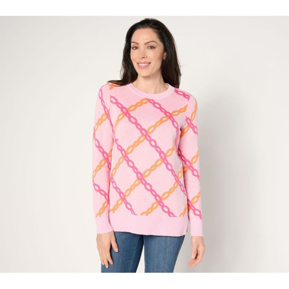 Wacoal Women's Top Sweater Sz M Status Update Chain Print Multi-colored A673744